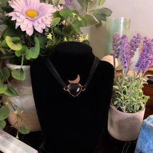 Obsidian Heart and Moon Pendant